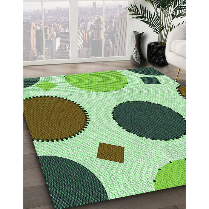 Patterned Light Green Rug in Family Room, pat767grn