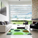 Square Patterned Light Green Rug in a Living Room, pat767grn