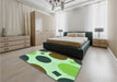 Round Machine Washable Transitional Light Green Rug in a Office, wshpat767grn