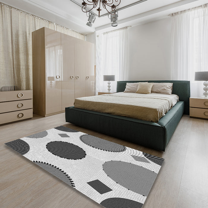 Patterned Ash Gray Rug in a Bedroom, pat767gry