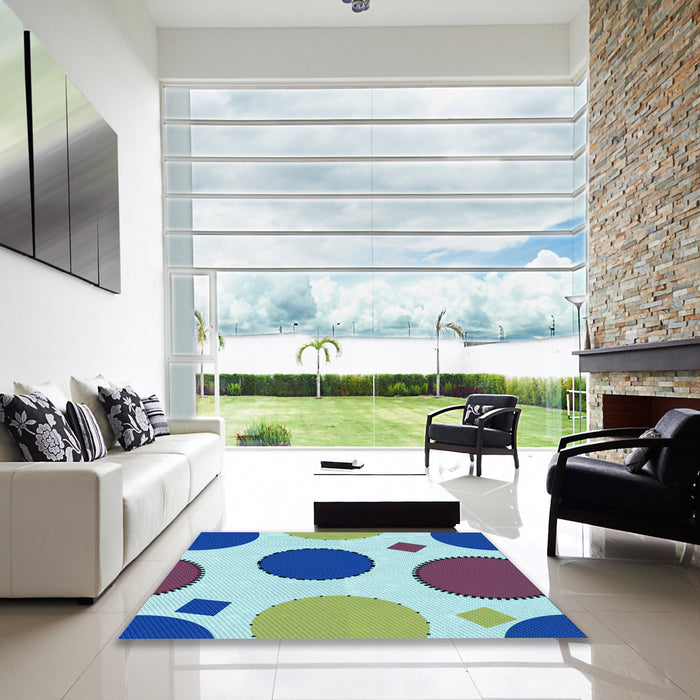 Square Patterned Blue Rug in a Living Room, pat767lblu