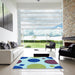 Machine Washable Transitional Blue Rug in a Kitchen, wshpat767lblu