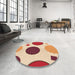 Round Patterned Red Rug in a Office, pat767org