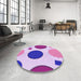 Round Patterned Blossom Pink Rug in a Office, pat767pur