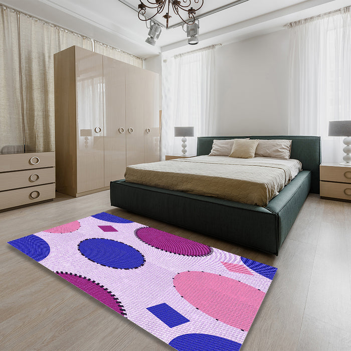Patterned Blossom Pink Rug in a Bedroom, pat767pur