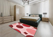 Round Machine Washable Transitional Red Rug in a Office, wshpat767rd