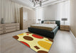 Patterned Mahogany Brown Rug in a Bedroom, pat767yw