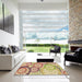 Machine Washable Transitional Petra Gold Brown Rug in a Kitchen, wshpat768brn