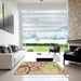 Square Patterned Petra Gold Brown Rug in a Living Room, pat768brn