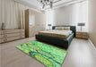 Patterned Green Rug in a Bedroom, pat768grn