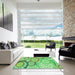 Machine Washable Transitional Green Rug in a Kitchen, wshpat768grn