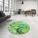 Round Patterned Green Rug in a Office, pat768grn