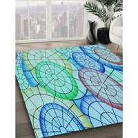 Patterned Glacial Blue Ice Blue Rug, pat768lblu