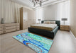 Patterned Glacial Blue Ice Blue Rug in a Bedroom, pat768lblu