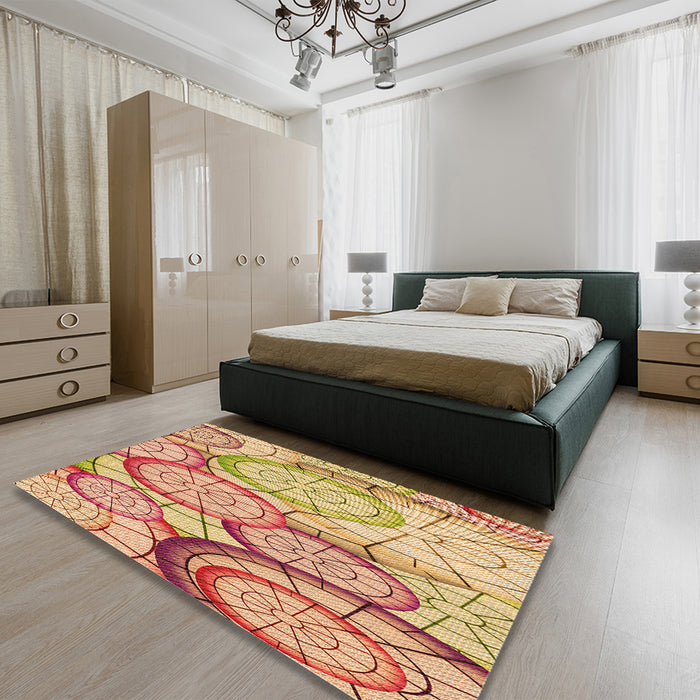 Patterned Red Rug in a Bedroom, pat768org