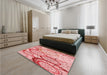 Patterned Red Rug in a Bedroom, pat768rd