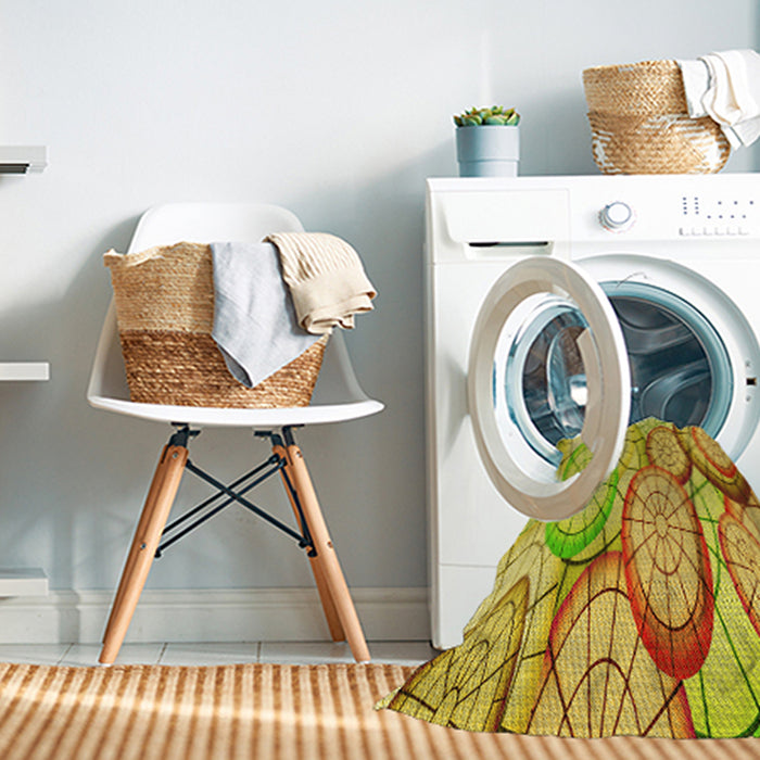 Machine Washable Transitional Yellow Rug in a Washing Machine, wshpat768yw