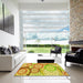 Square Patterned Yellow Rug in a Living Room, pat768yw
