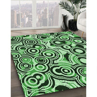 Patterned Deep Emerald Green Rug, pat769grn