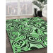 Patterned Deep Emerald Green Rug in Family Room, pat769grn