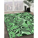 Machine Washable Transitional Deep Emerald Green Rug in a Family Room, wshpat769grn
