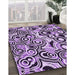 Patterned Purple Rug in Family Room, pat769pur