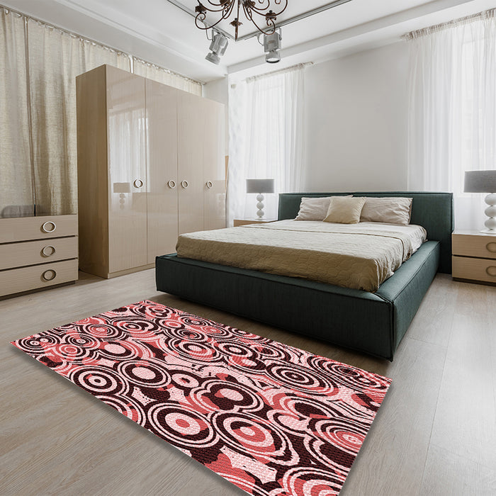 Patterned Pink Rug in a Bedroom, pat769rd