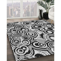 Patterned Charcoal Black Novelty Rug, pat769