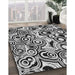 Patterned Charcoal Black Novelty Rug in Family Room, pat769