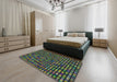 Patterned Green Novelty Rug in a Bedroom, pat76