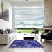 Square Patterned Denim Dark Blue Rug in a Living Room, pat770blu