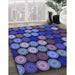 Patterned Denim Dark Blue Rug in Family Room, pat770blu