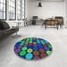 Round Patterned Mint Green Rug in a Office, pat770lblu