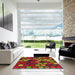 Square Patterned Red Rug in a Living Room, pat770org