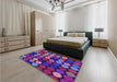 Patterned Dark Magenta Purple Rug in a Bedroom, pat770pur