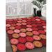 Patterned Red Rug in Family Room, pat770rd