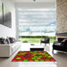 Square Patterned Tomato Red Rug in a Living Room, pat770yw