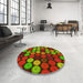 Round Patterned Tomato Red Rug in a Office, pat770yw