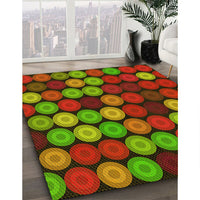 Patterned Tomato Red Rug, pat770yw