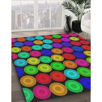 Patterned Forest Green Modern Rug, pat770