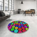 Round Patterned Forest Green Modern Rug in a Office, pat770