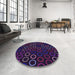 Round Patterned Purple Rug in a Office, pat771pur