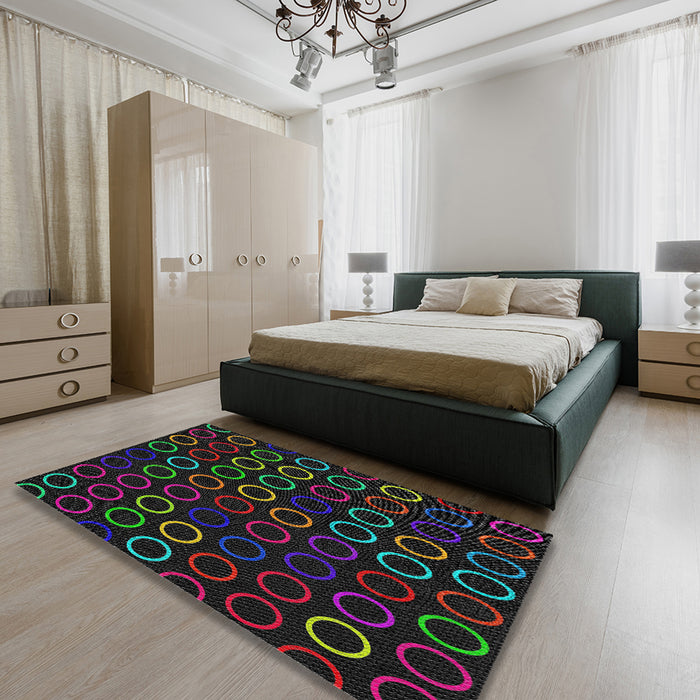 Patterned Gray Novelty Rug in a Bedroom, pat771