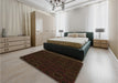 Patterned Black Brown Rug in a Bedroom, pat772org