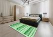 Patterned Green Rug in a Bedroom, pat773grn