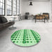 Round Patterned Green Rug in a Office, pat773grn