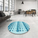 Round Patterned Blue Ivy Blue Rug in a Office, pat773lblu