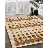 Patterned Deep Peach Orange Rug, pat773org