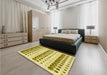 Patterned Dark Golden Brown Rug in a Bedroom, pat773yw