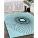Patterned Deep-Sea Green Rug in Family Room, pat774lblu